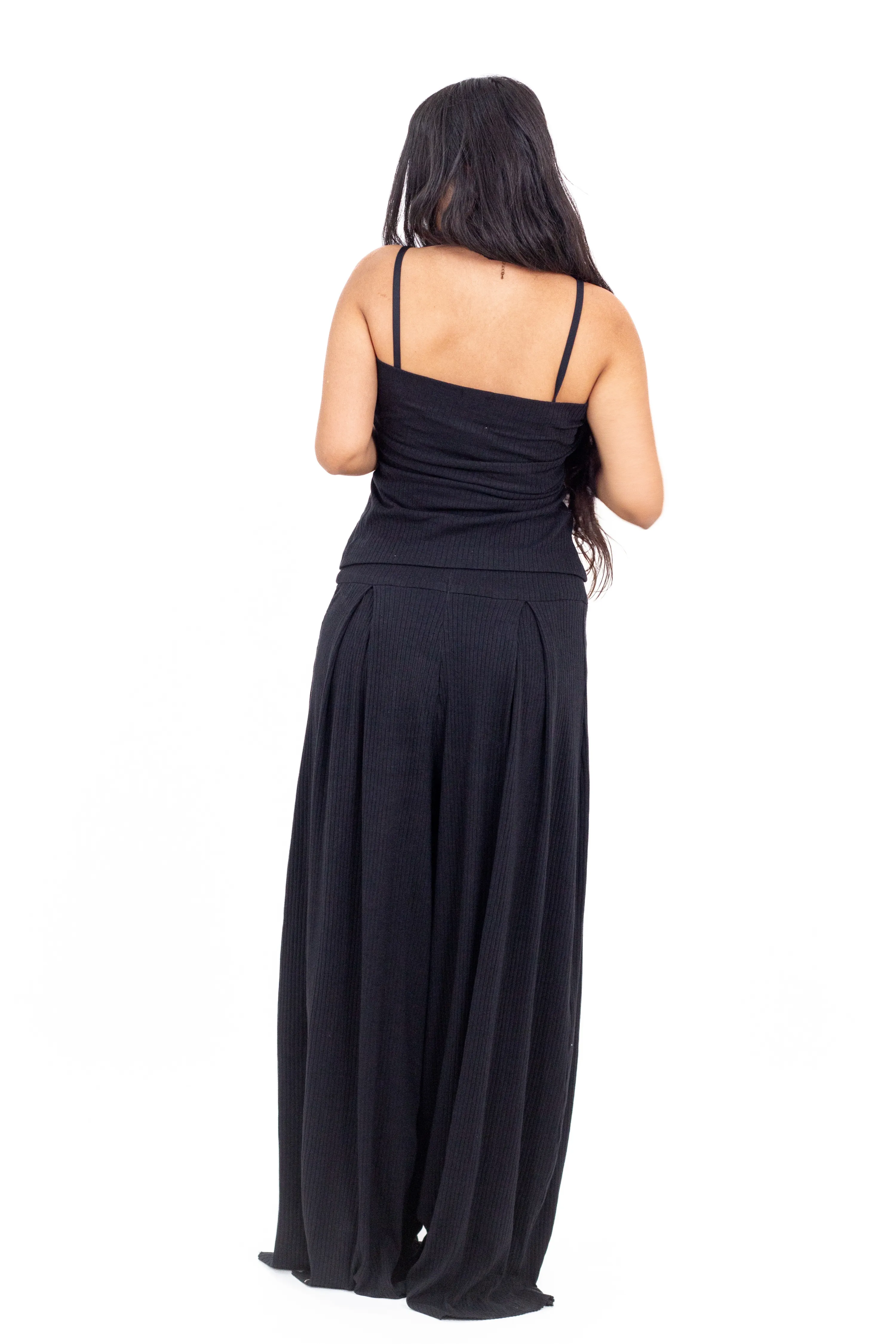 Black Ribbed Corset Pants