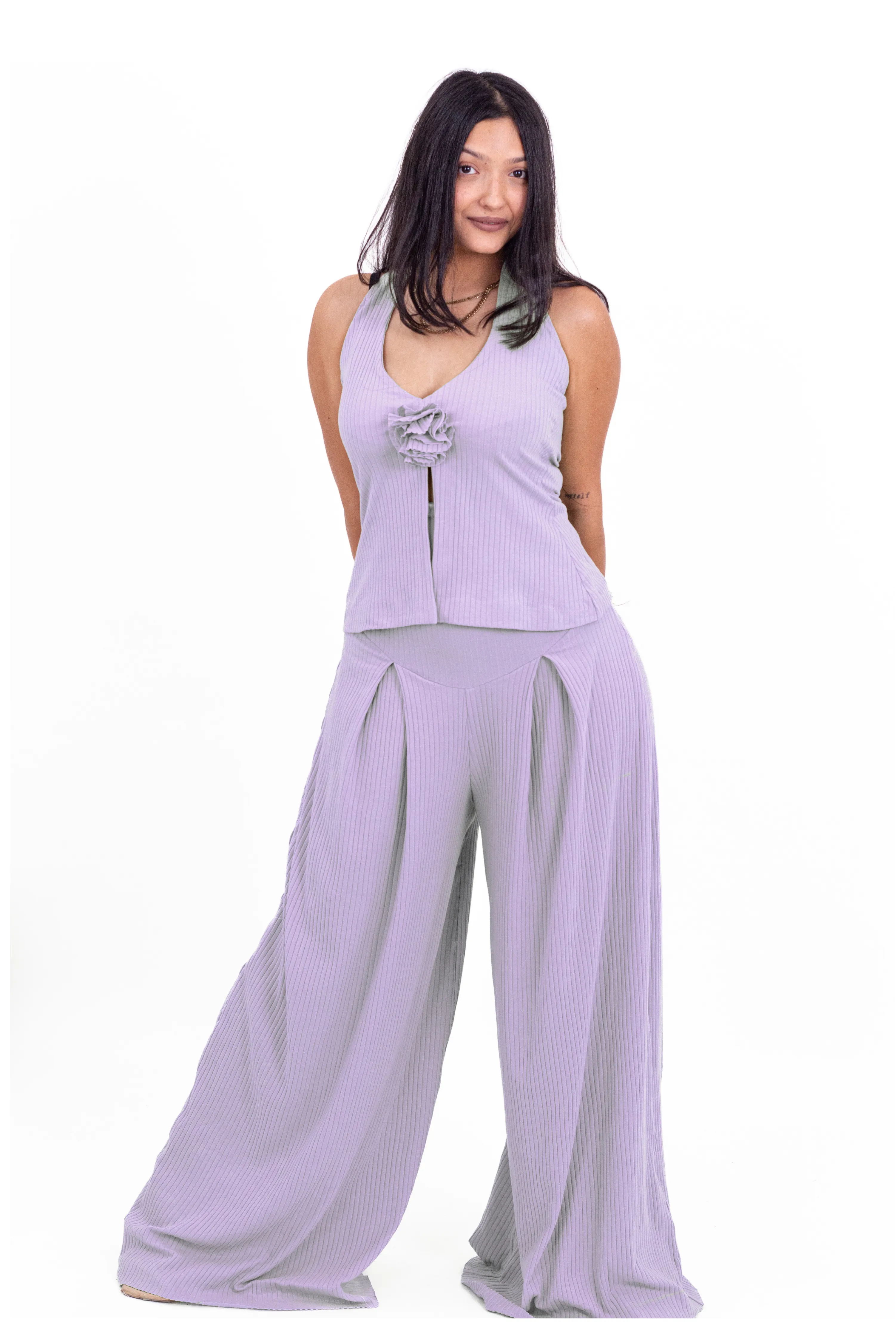 Black Ribbed Corset Pants