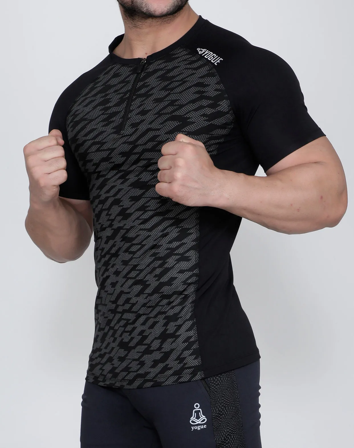 Black Zigzag Dotted Compression T-Shirt