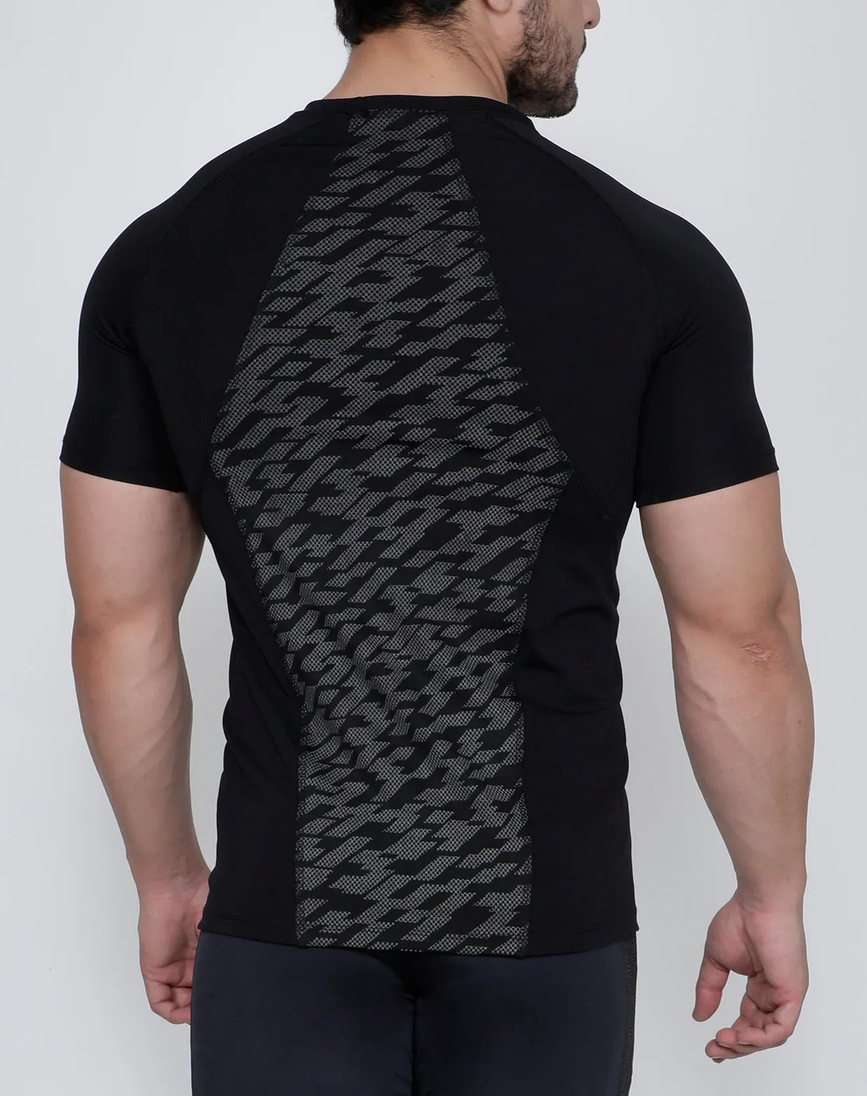 Black Zigzag Dotted Compression T-Shirt