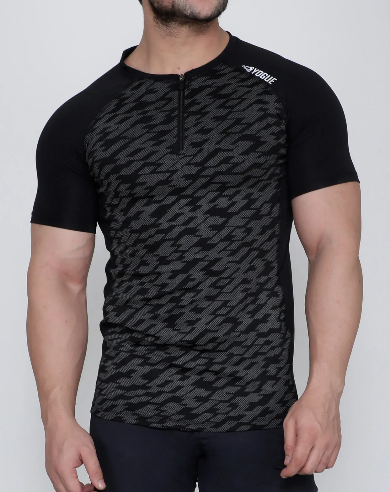 Black Zigzag Dotted Compression T-Shirt