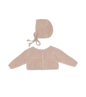 Blush Chunky knit SHRUG with Bonnet