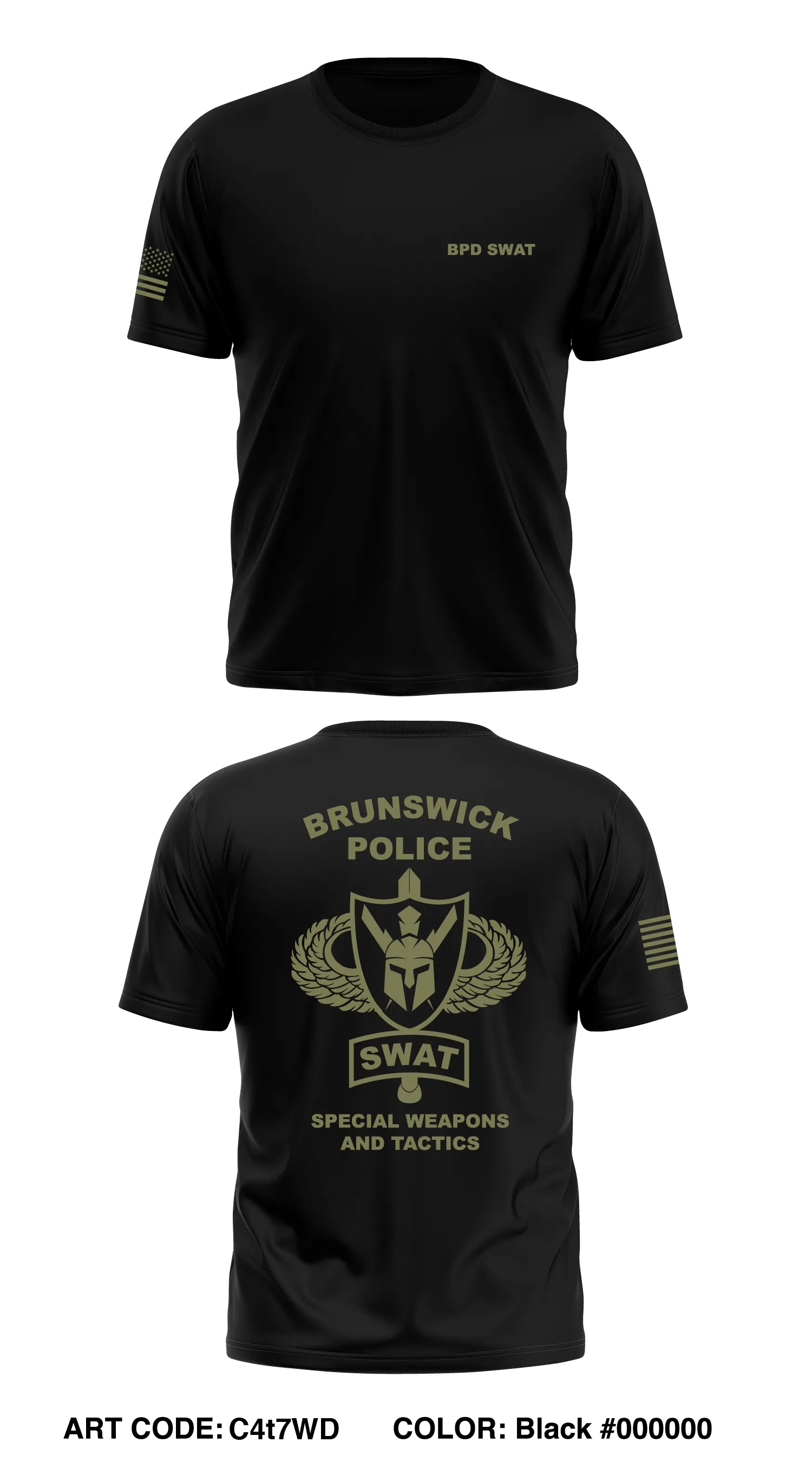 Brunswick police SWAT Store 1 Core Men's SS Performance Tee - C4t7WD