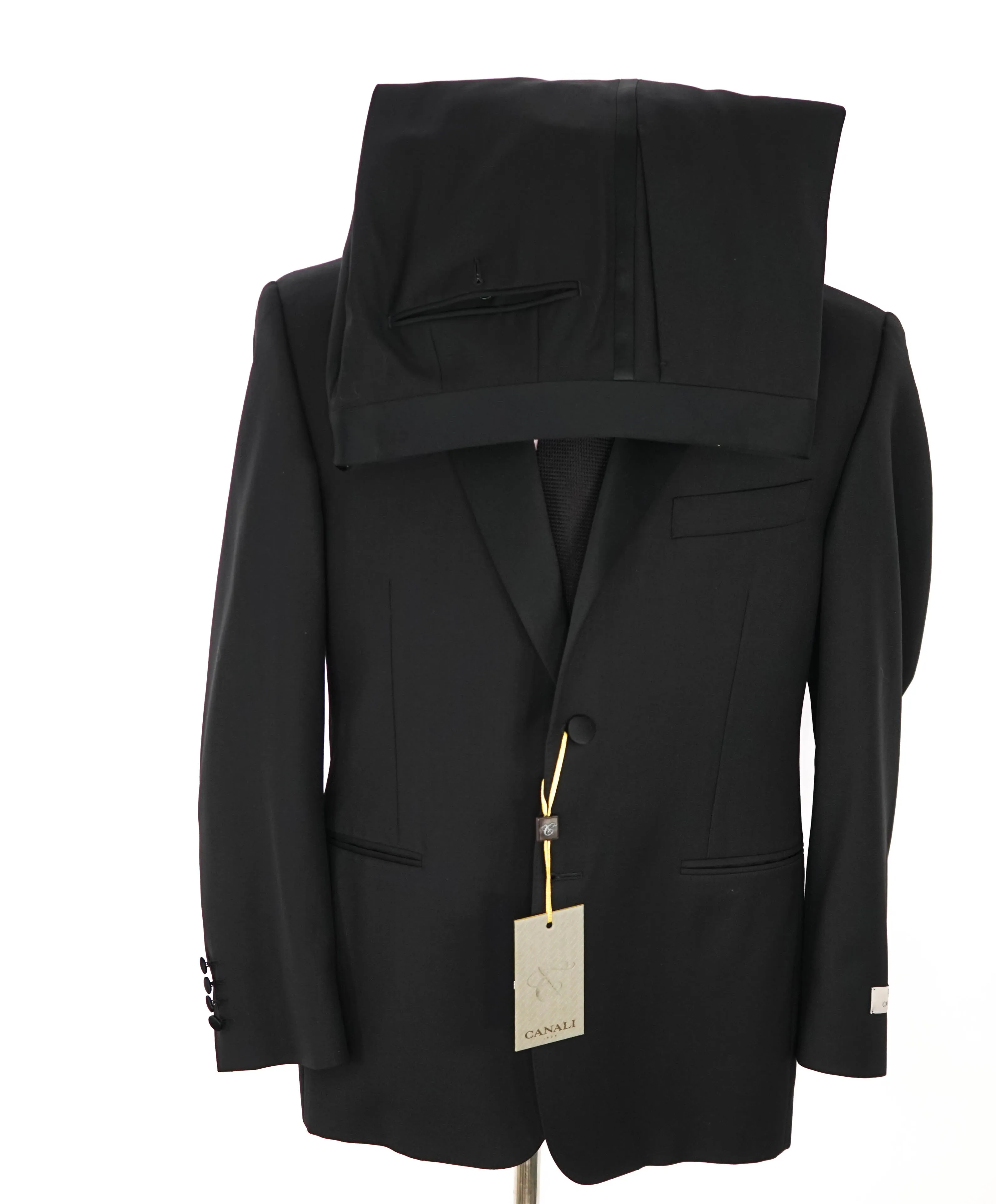 CANALI - Black *CLOSET STAPLE* Notch Lapel Tuxedo Suit - 42S