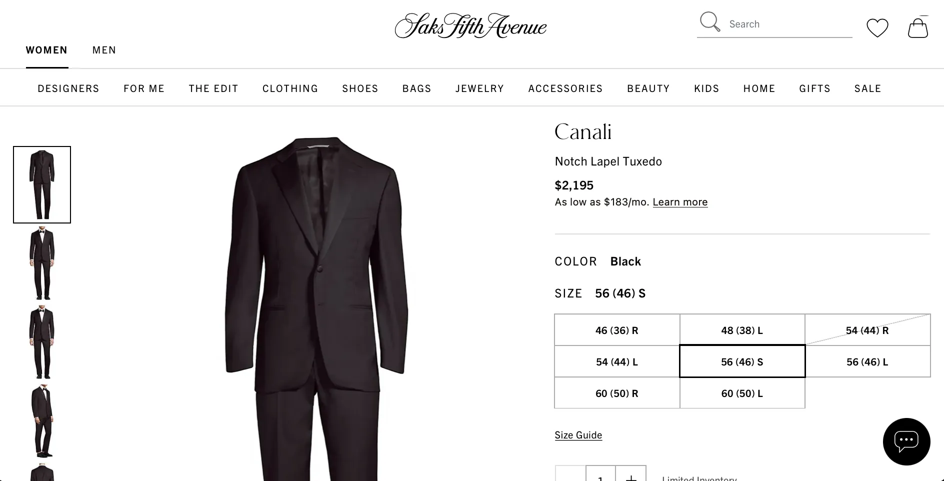 CANALI - Black *CLOSET STAPLE* Notch Lapel Tuxedo Suit - 42S