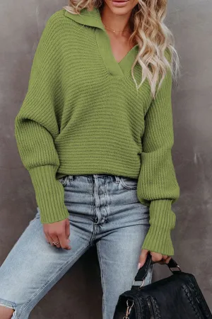 Casual Solid Patchwork Turndown Collar Sweater(7 Colors)