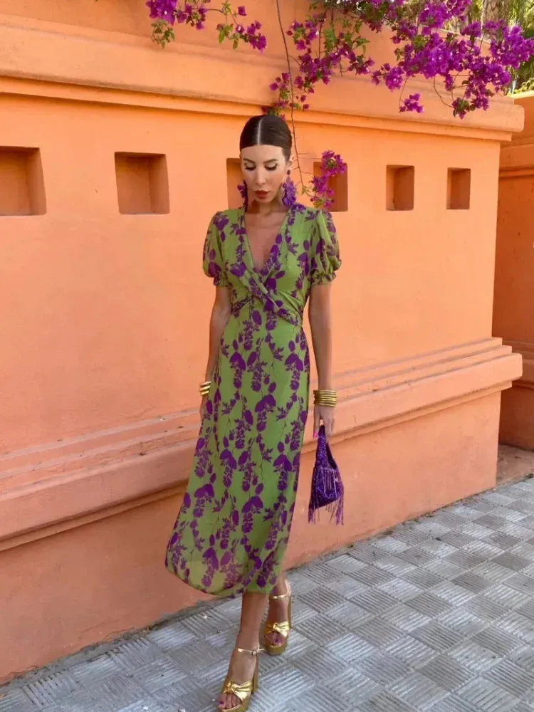 Celia® | Floral wrap dress with short sleeves