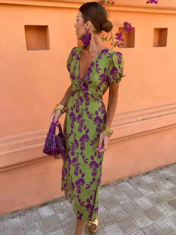 Celia® | Floral wrap dress with short sleeves