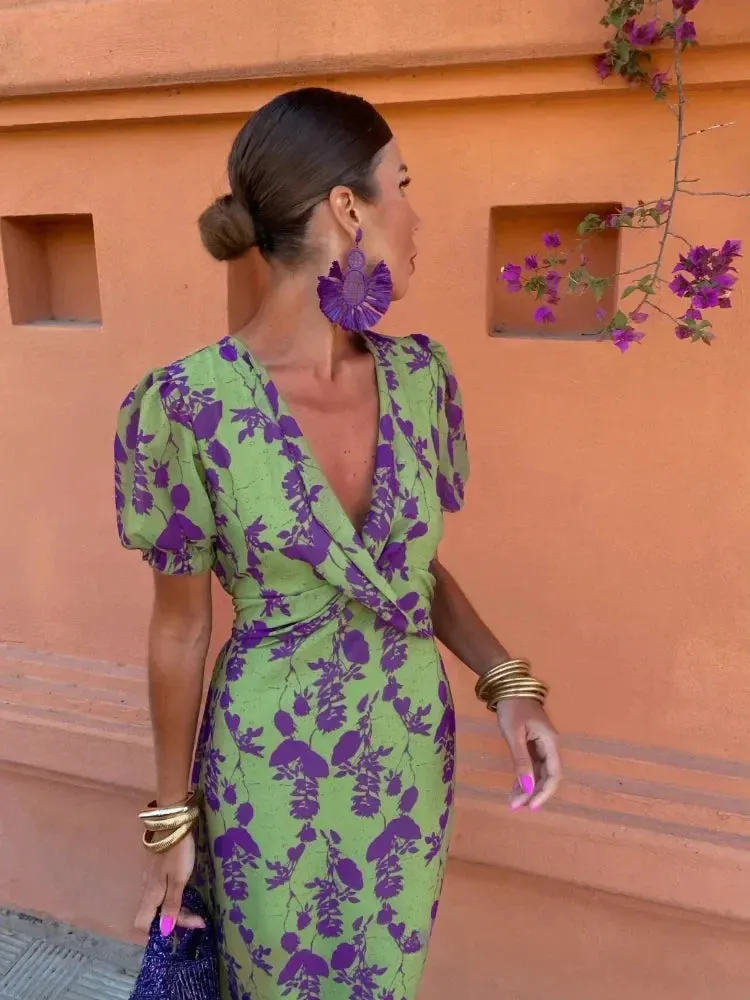 Celia® | Floral wrap dress with short sleeves