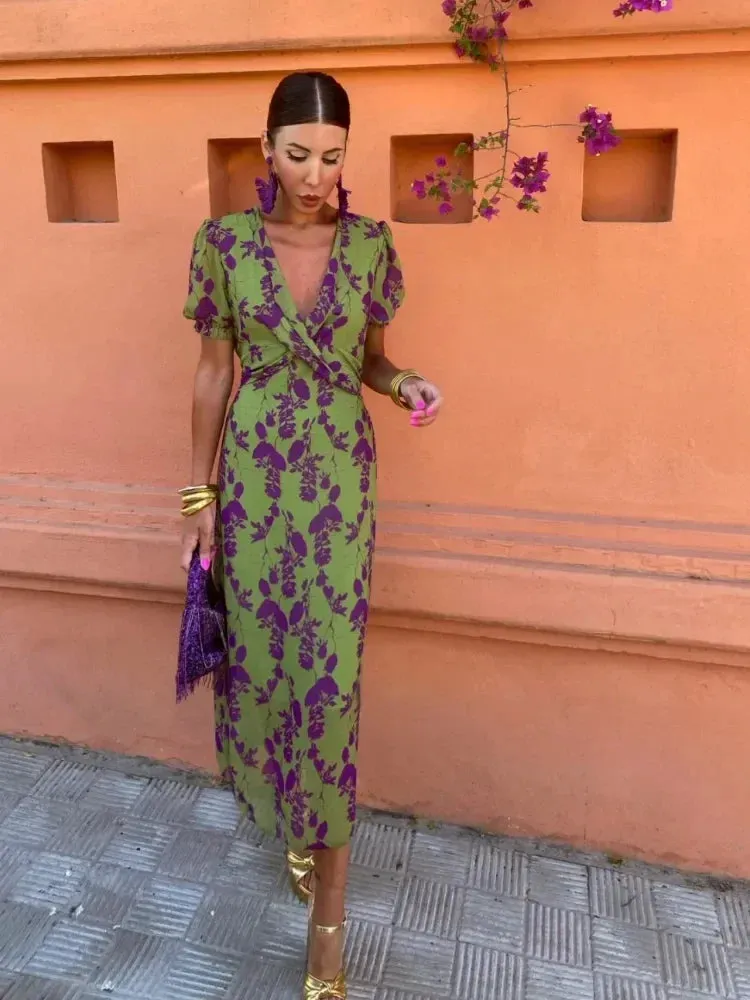 Celia® | Floral wrap dress with short sleeves