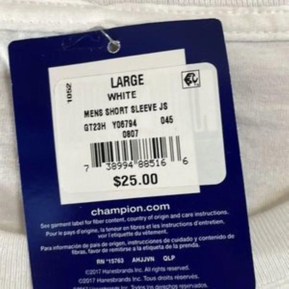 Champion Men's Classic Jersey Graphic T-Shirt, White Script, Large