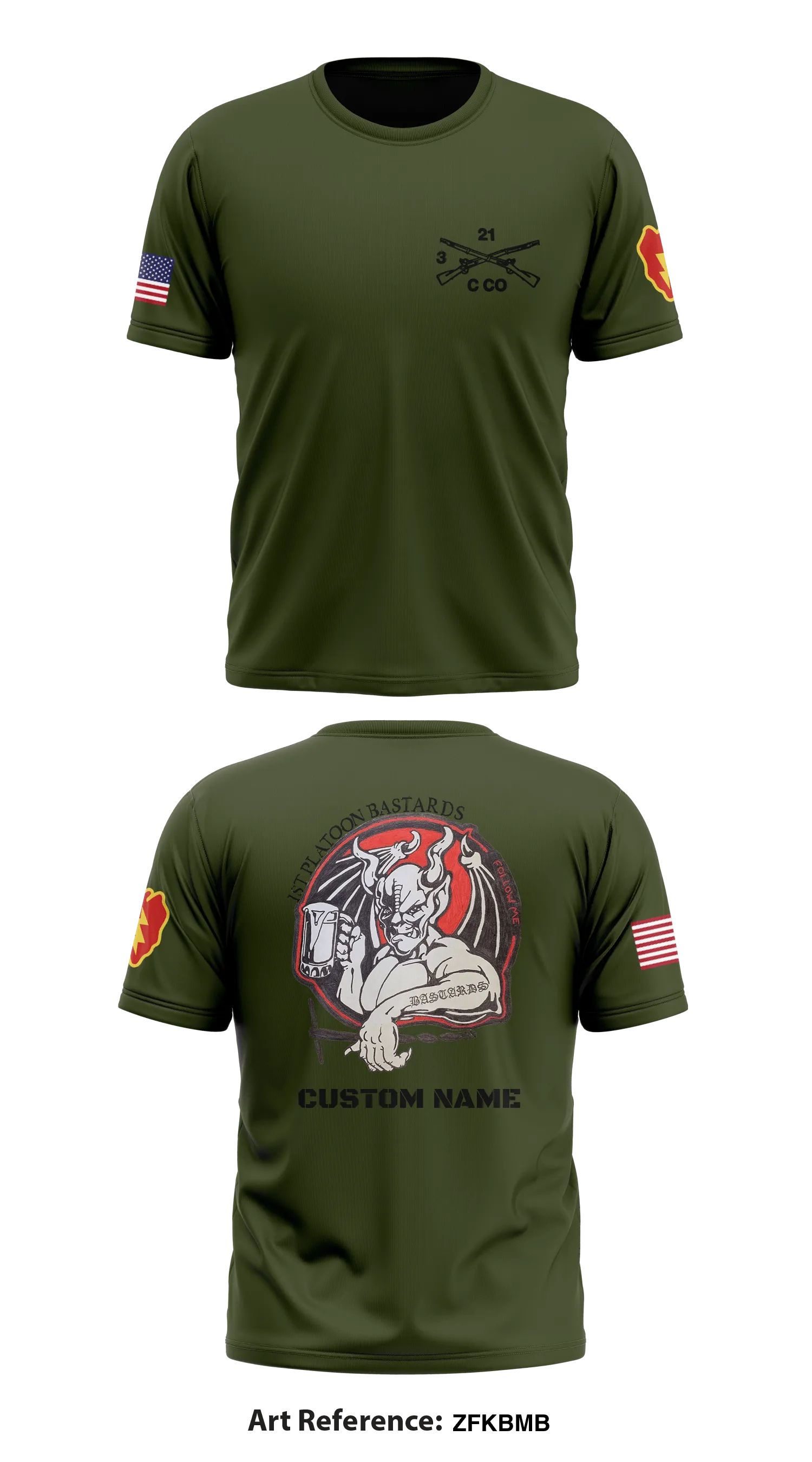 Charlie Company, 3-21 Infantry Store 1 Core Men's SS Performance Tee - ZFkbMb