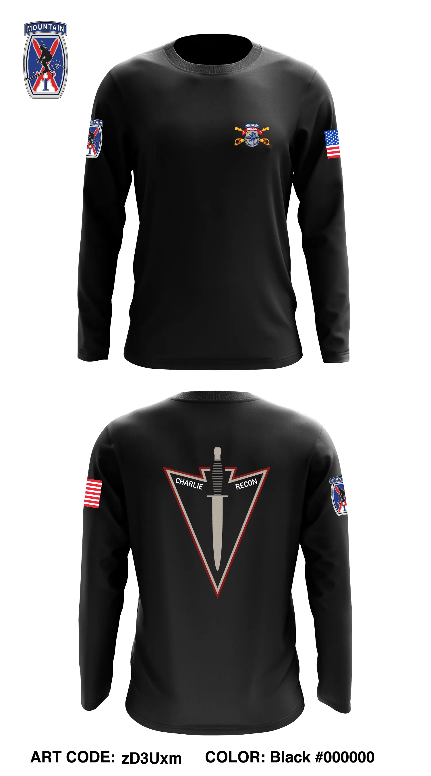 Charlie Troop, 3-71 CAV, 1st BCT, 10th MTN DIV Store 1 Core Men's LS Performance Tee - zD3Uxm