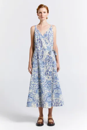 Cherished Wrap Dress Natural/Blue