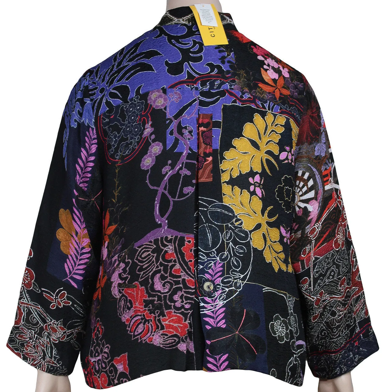 Citron Silk Print Crop Jacket