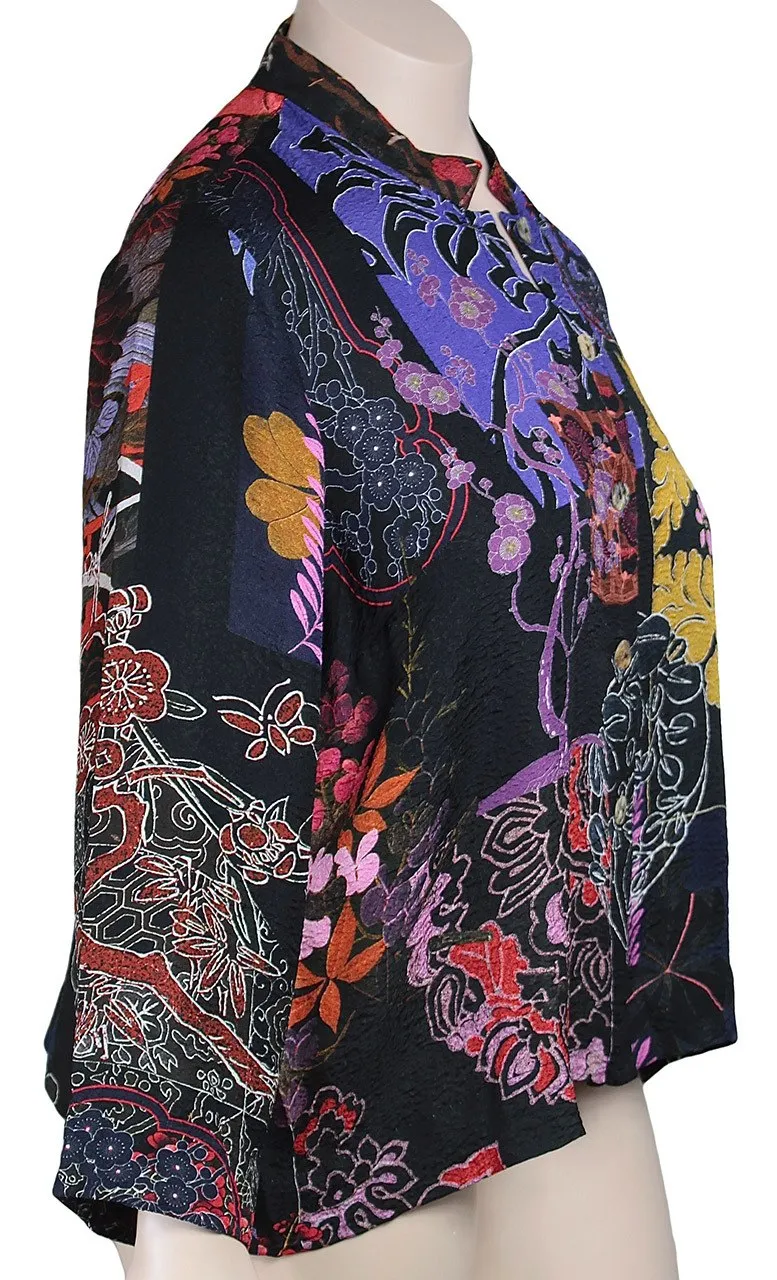 Citron Silk Print Crop Jacket