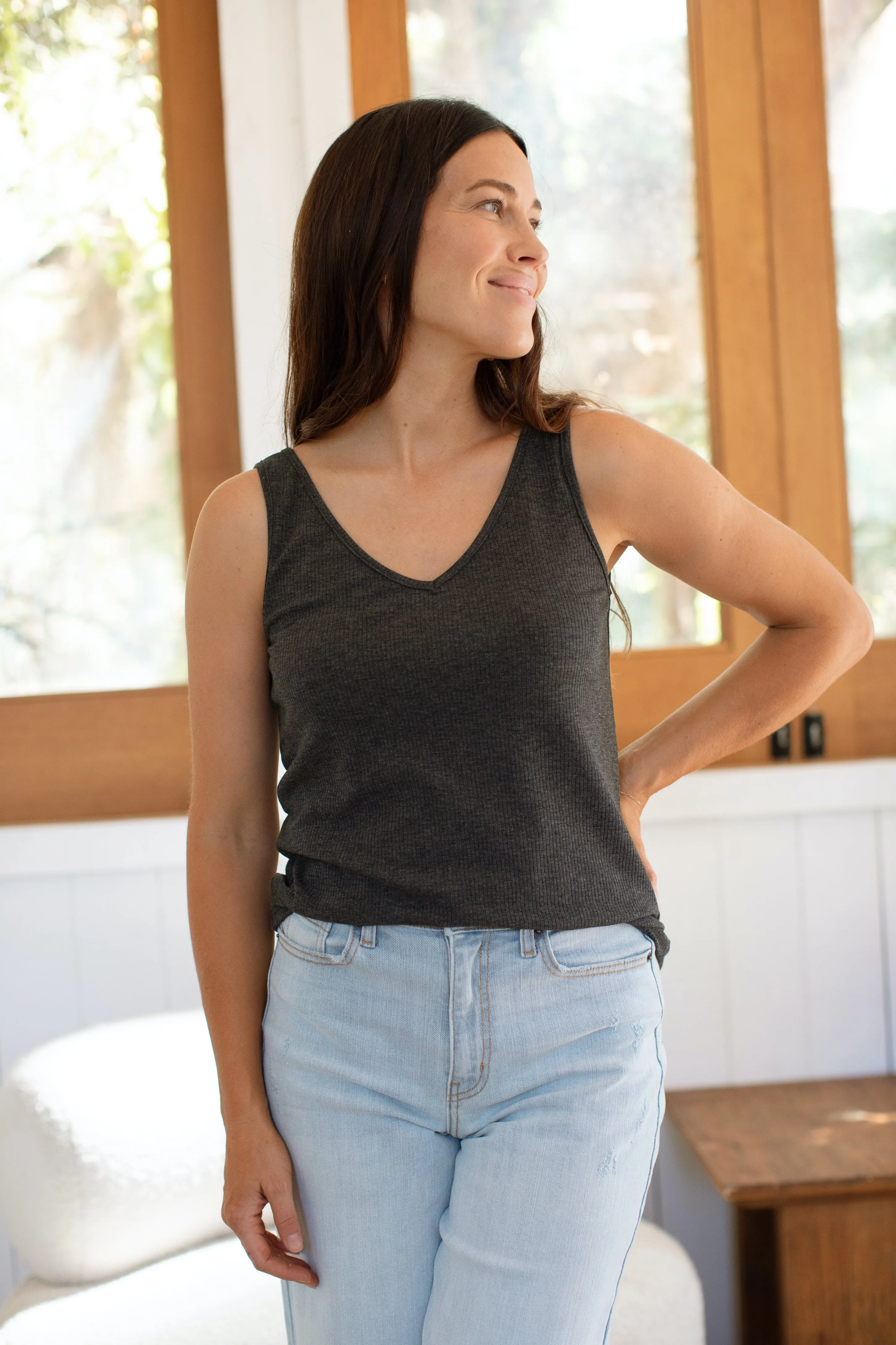 CJ's Favorite Ribbed V-Neck Tank