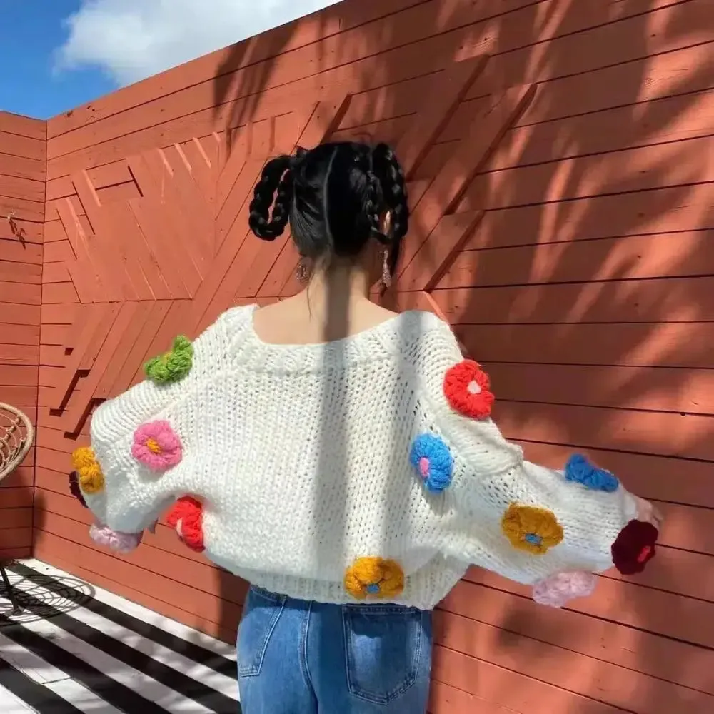 Colorful Floral Cardigan in Soft Touch Material for Cozy Style