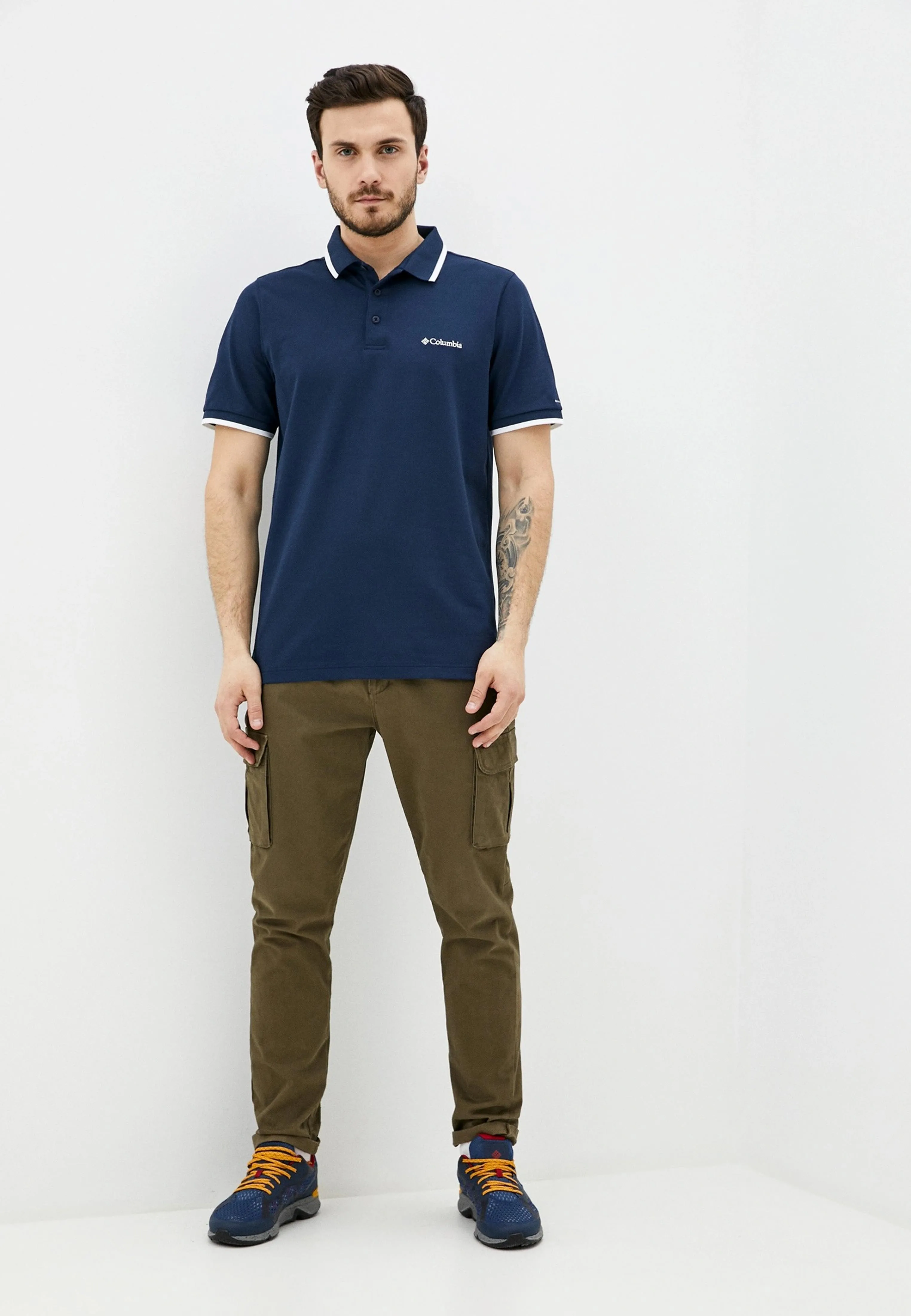 Columbia Mens Navy Blue Omni-Wick Cove Dome Butte Solid Pique Polo Tshirt