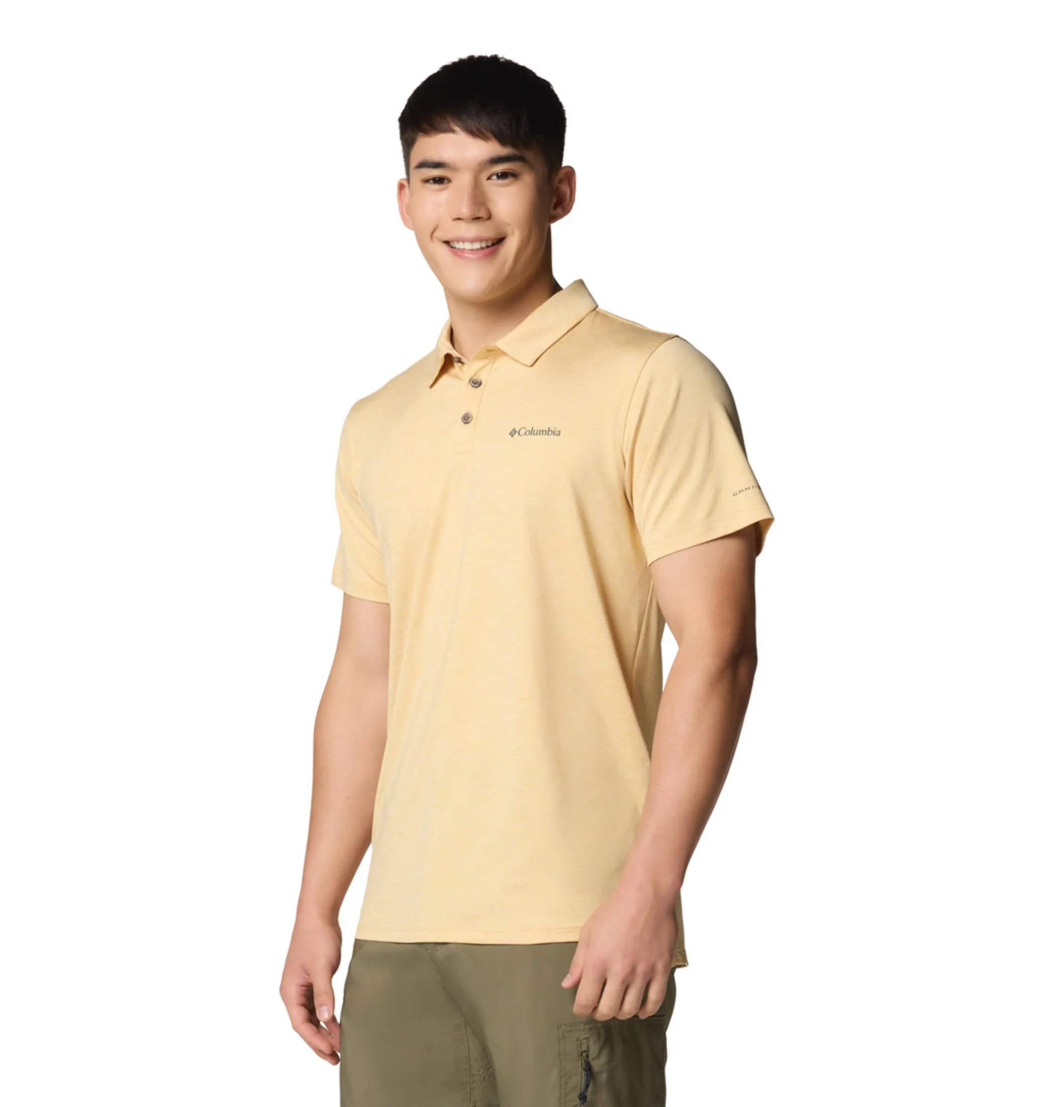 Columbia Mens Yellow Omni-Shade Tech Trail Utility Polo Tshirt