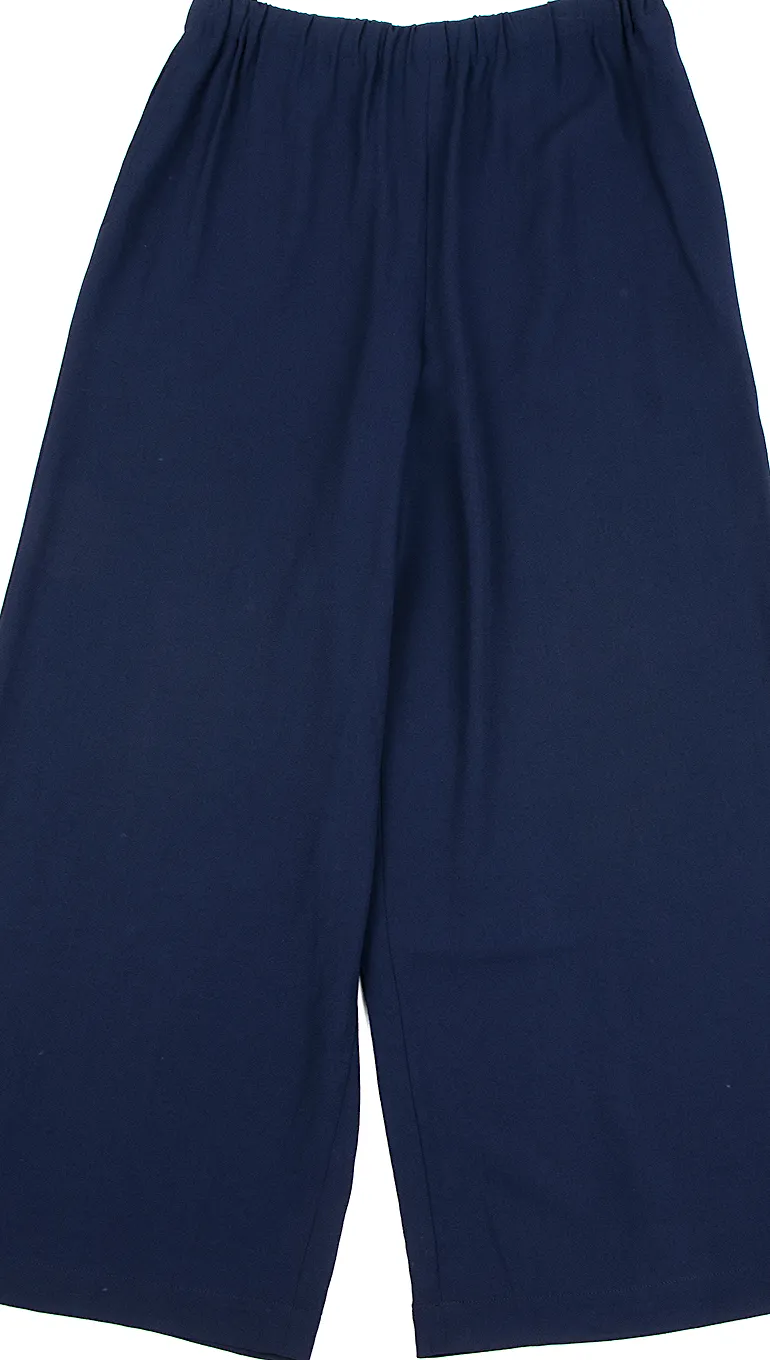 COMME des GARCONS JAPAN. TRICOT. Navy Triacetate Blend Super Wide Pants