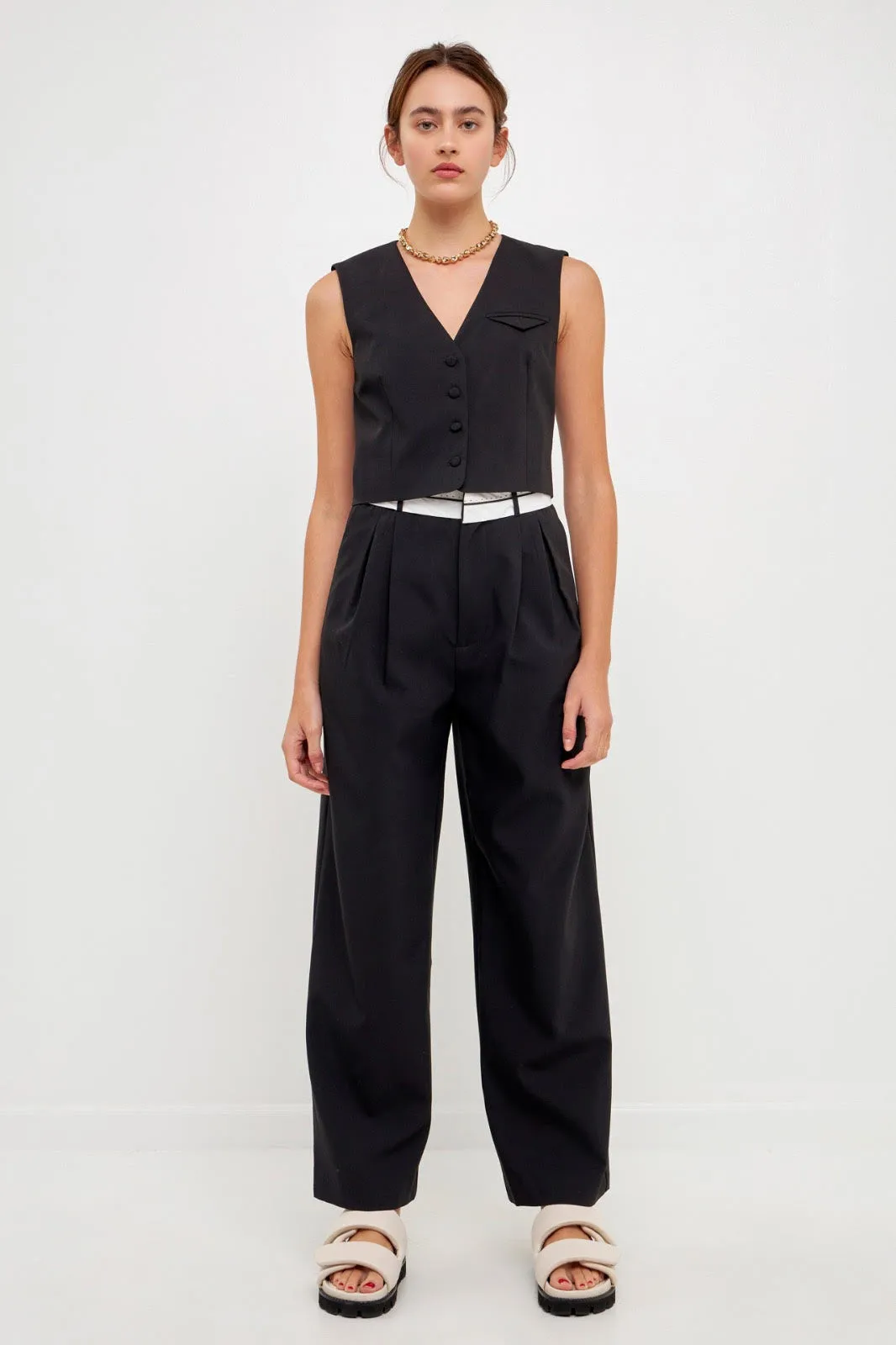 Contrast Waist Pants