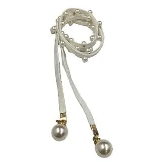 Cord Suede Belt with Pearl Accents
