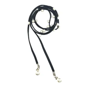 Cord Suede Belt with Pearl Accents