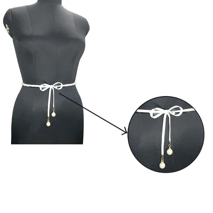 Cord Suede Belt with Pearl Accents