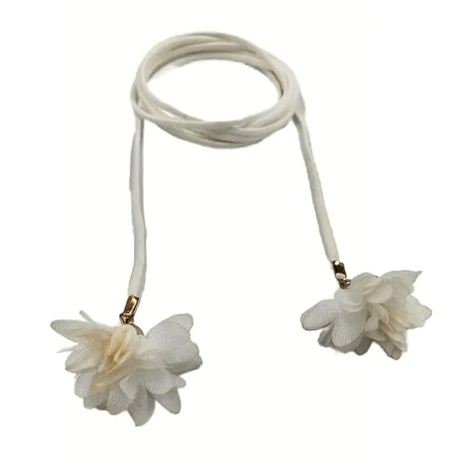 Cord/Suede Belt with Flower Tassels