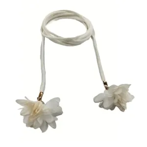 Cord/Suede Belt with Flower Tassels