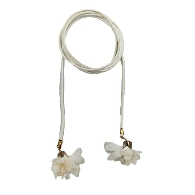 Cord/Suede Belt with Flower Tassels