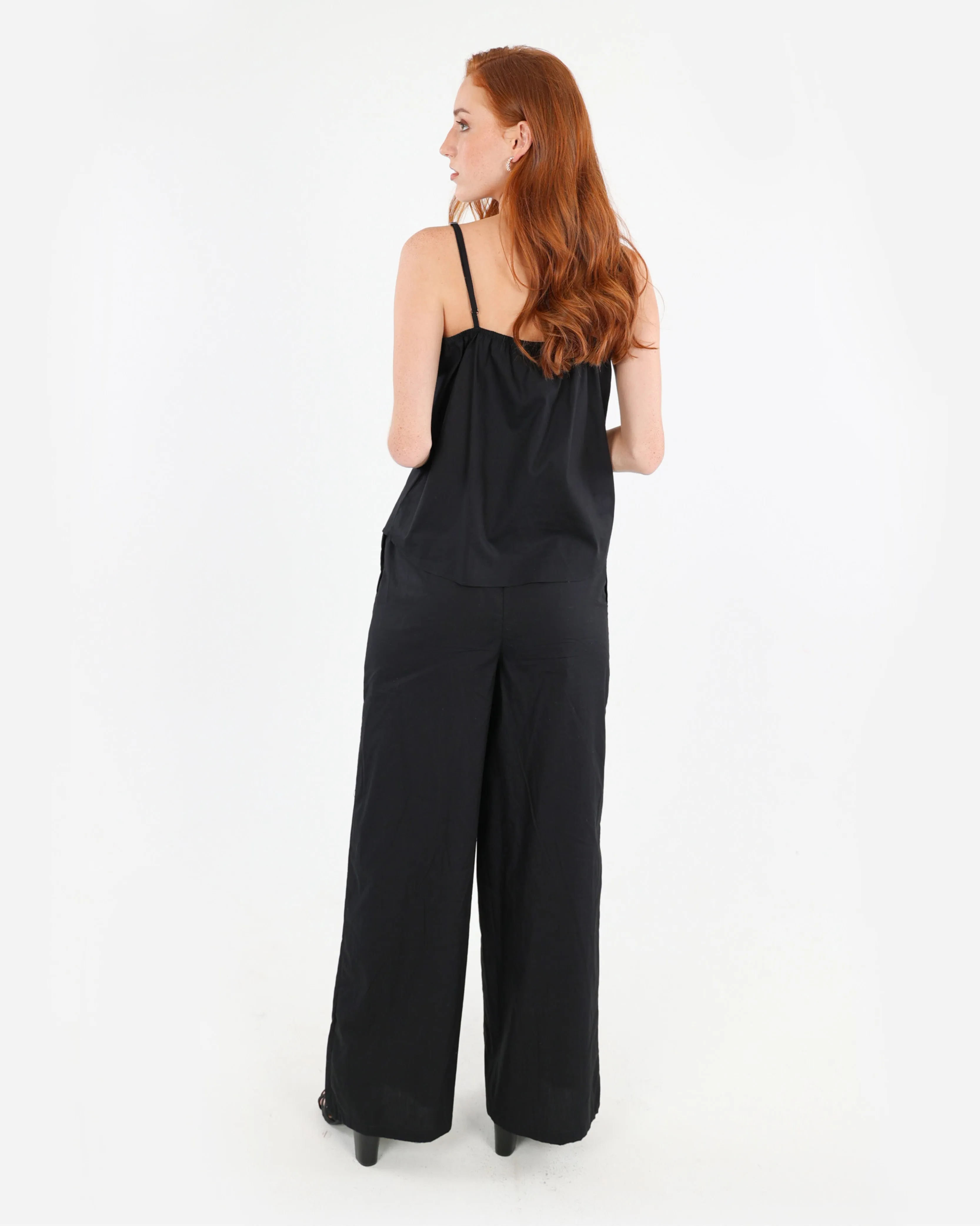 Cotton Embroidered Flare Leg Pants