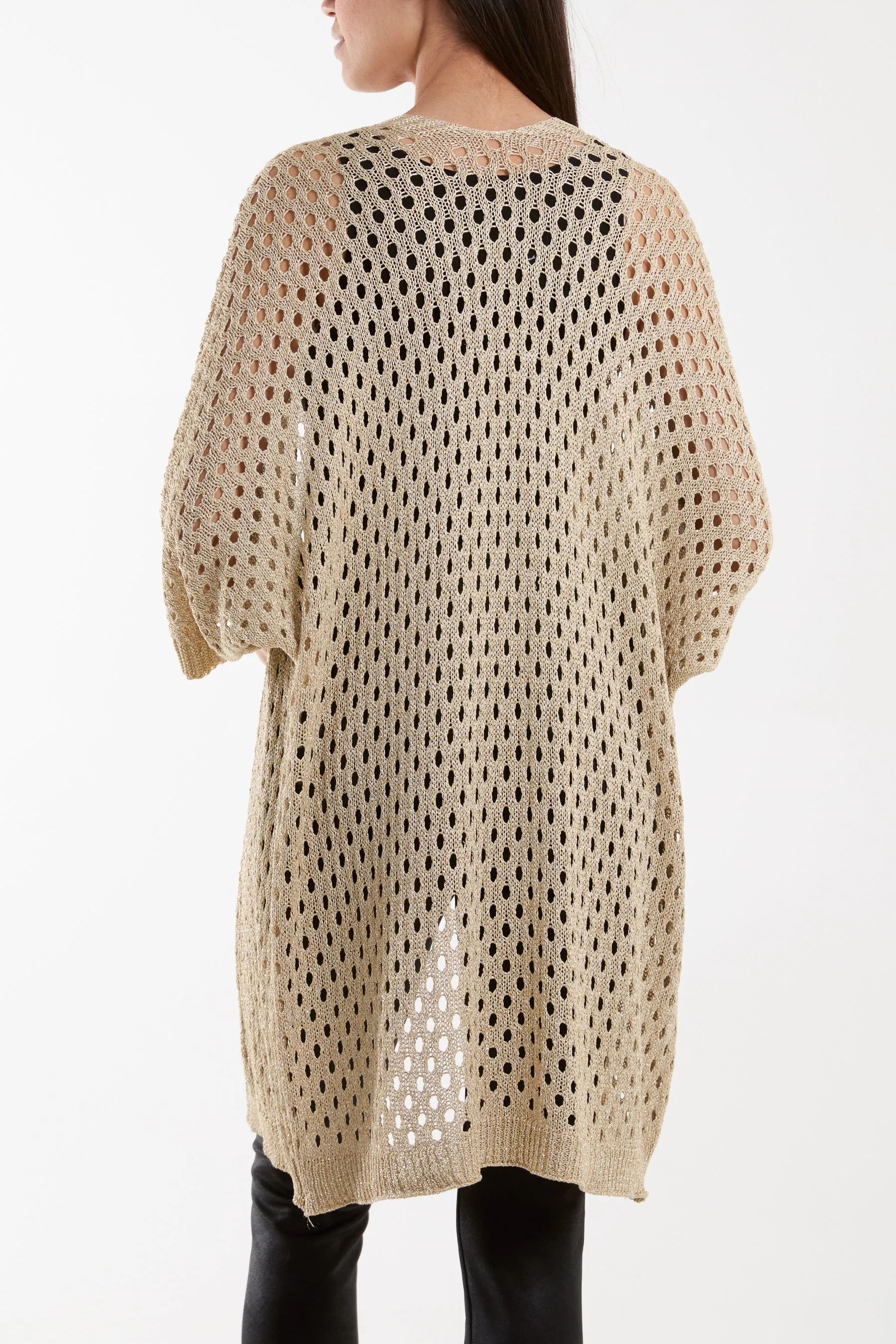 Crochet 3/4 Sleeve Long Cardigan