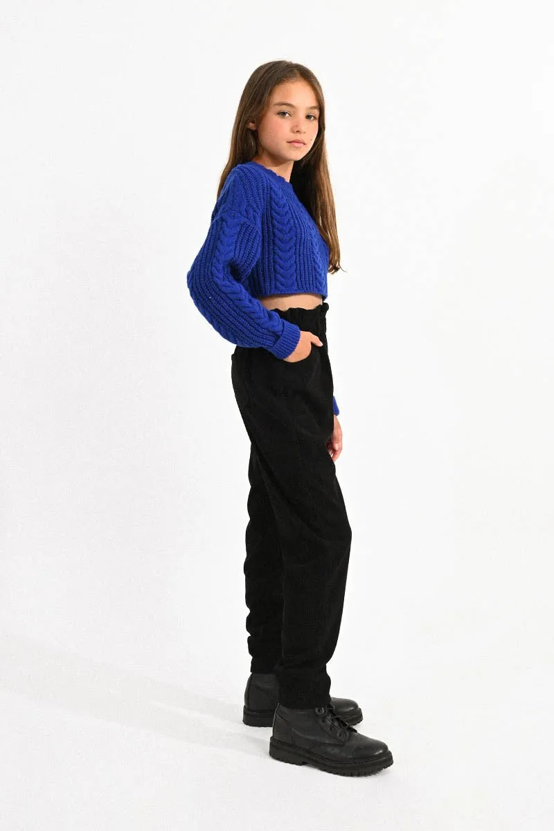 CROPPED SWEATER WITH CABLE KNIT