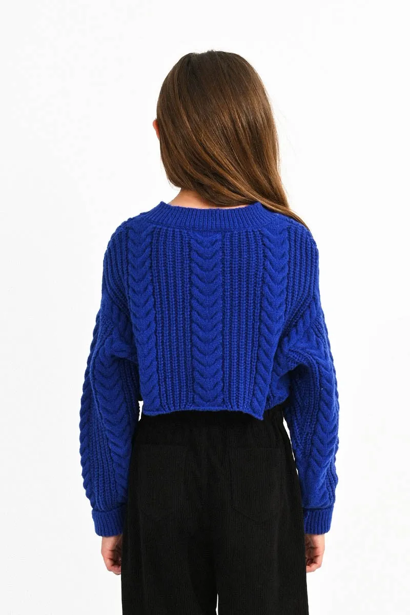 CROPPED SWEATER WITH CABLE KNIT