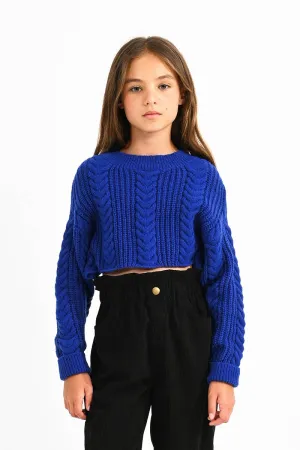 CROPPED SWEATER WITH CABLE KNIT