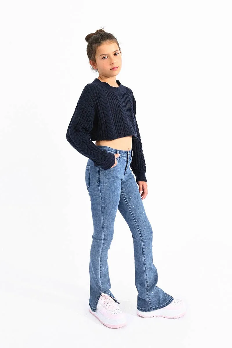 CROPPED SWEATER WITH CABLE KNIT