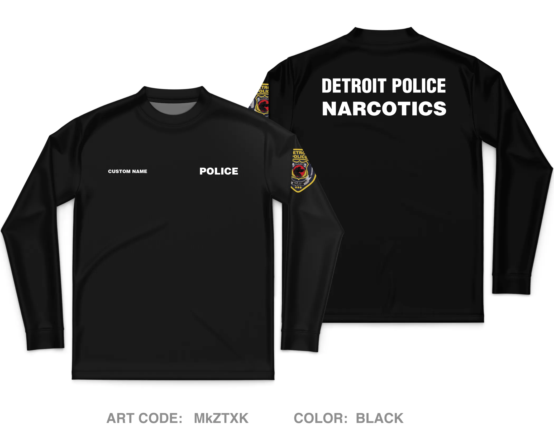 CUSTOM Detroit police narcotics Core Men's LS Performance Tee - MkZTXK