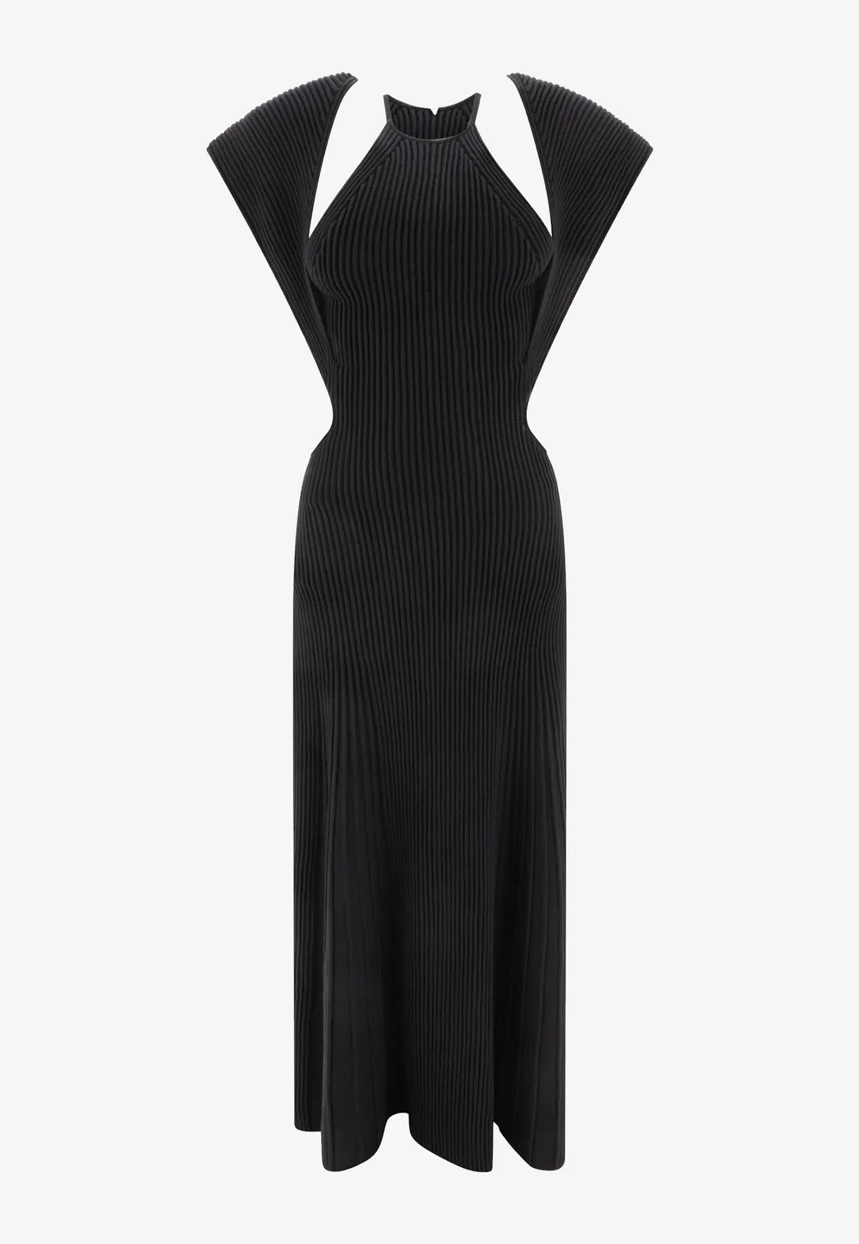 Cut-Out Wool Midi Dress