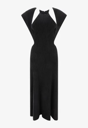 Cut-Out Wool Midi Dress
