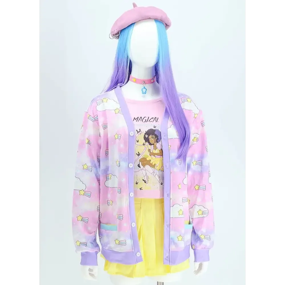 Cute Shooting Star Cardigan Sweater for Y2K Style Lovers