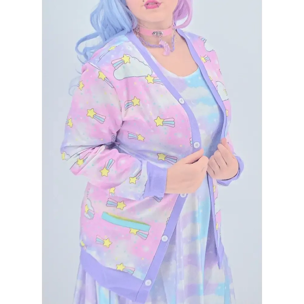 Cute Shooting Star Cardigan Sweater for Y2K Style Lovers
