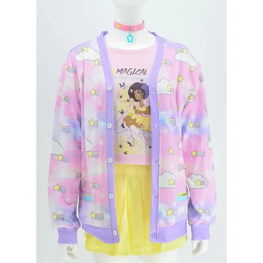Cute Shooting Star Cardigan Sweater for Y2K Style Lovers