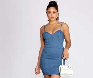 Darling In Stylish Denim Mini Dress