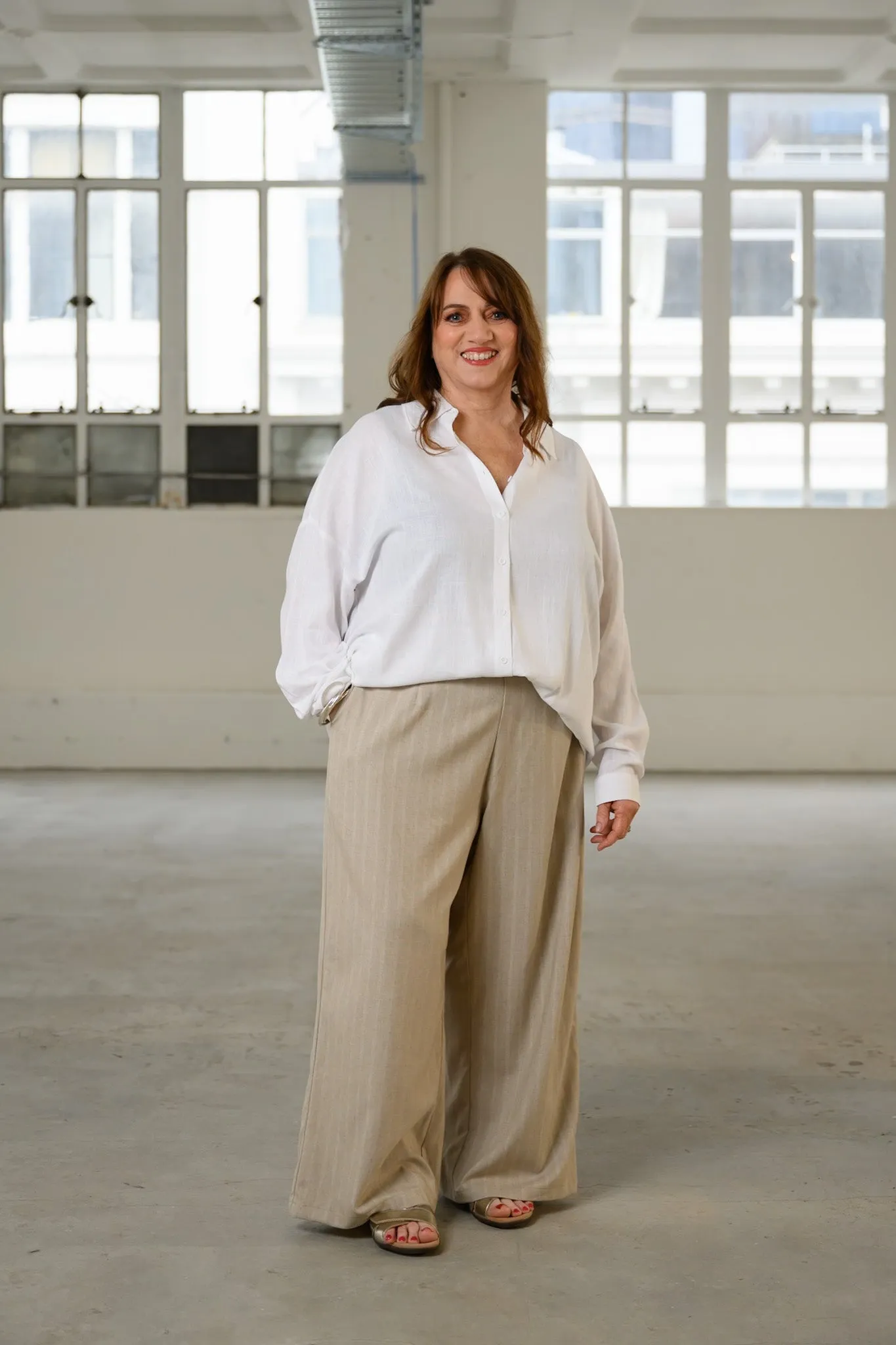 Dawn Beige Wide Leg Pants