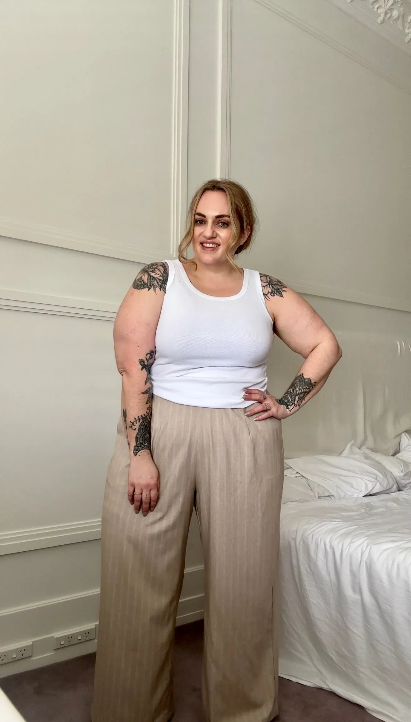 Dawn Beige Wide Leg Pants