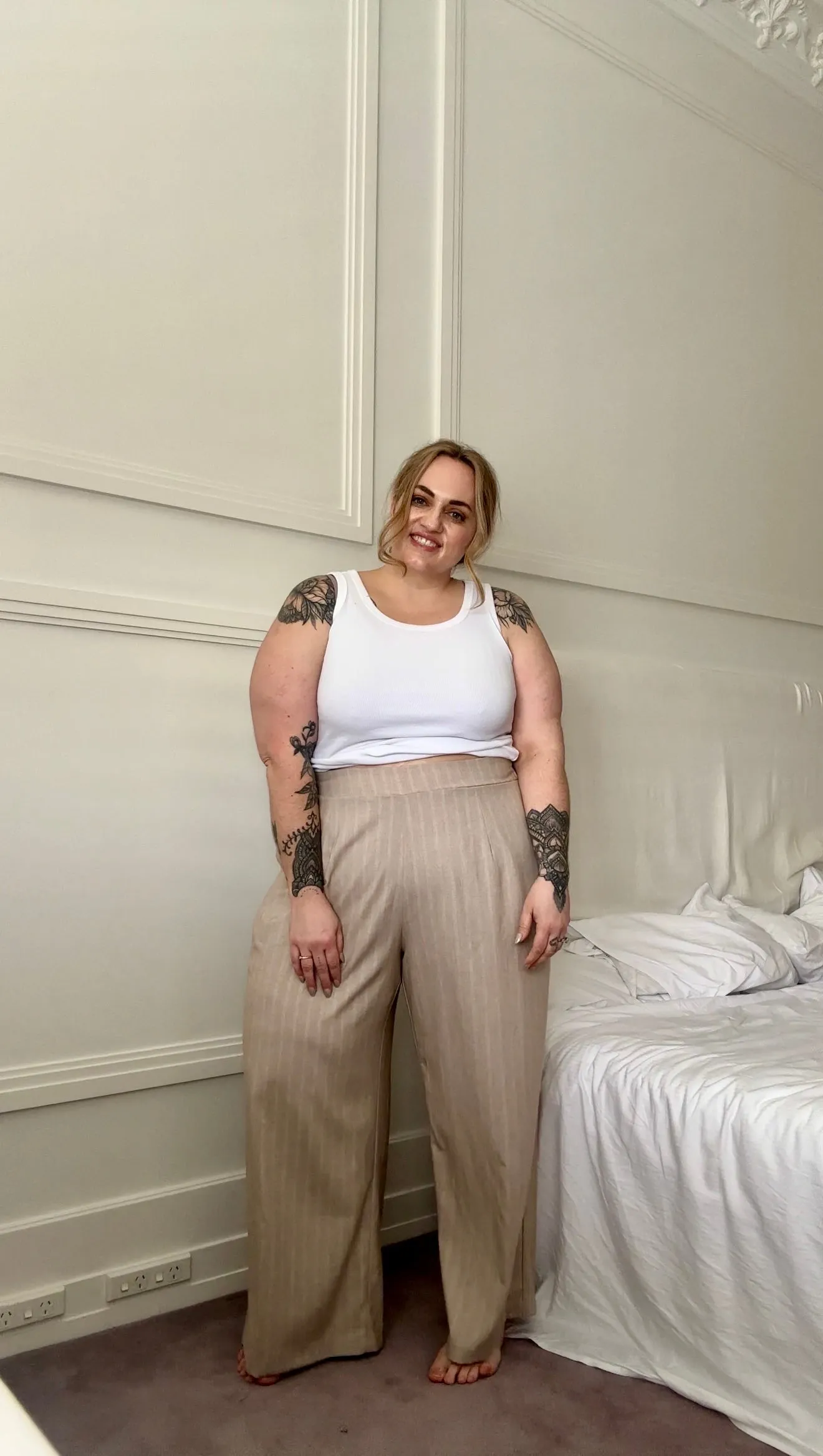 Dawn Beige Wide Leg Pants