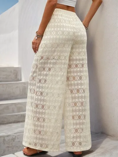 Decorative Button Wide Leg Pants
