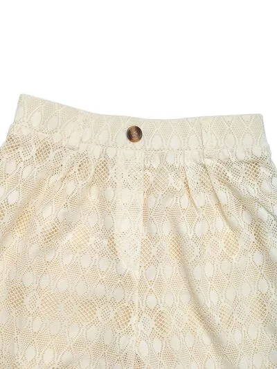 Decorative Button Wide Leg Pants